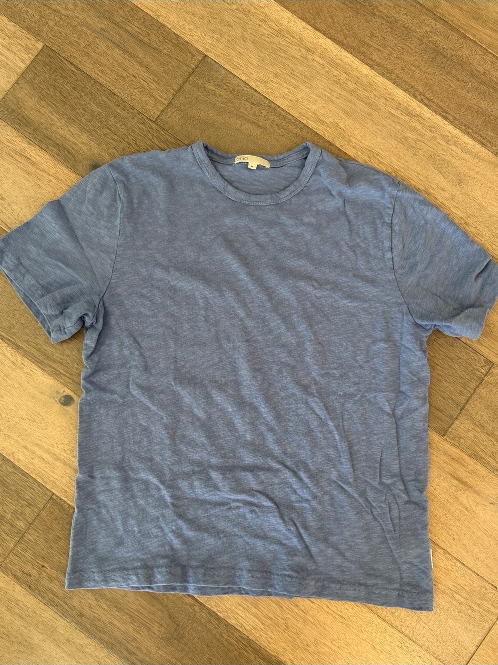 Onia Short Sleeve Slub Cotton Crew Tee in Washed Blue